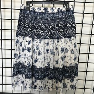 Blue and white midi peasant skirt.